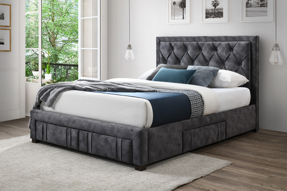 Emerald King Bed- Charcoal